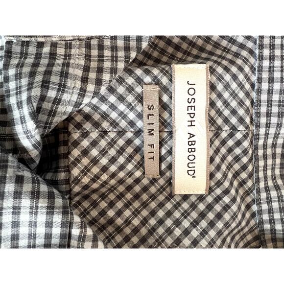 Joseph Abboud Mens Slim Fit Gingham Check Dress Shirt 16.5‎ Collar 32 33 Sleeve - Picture 5 of 8